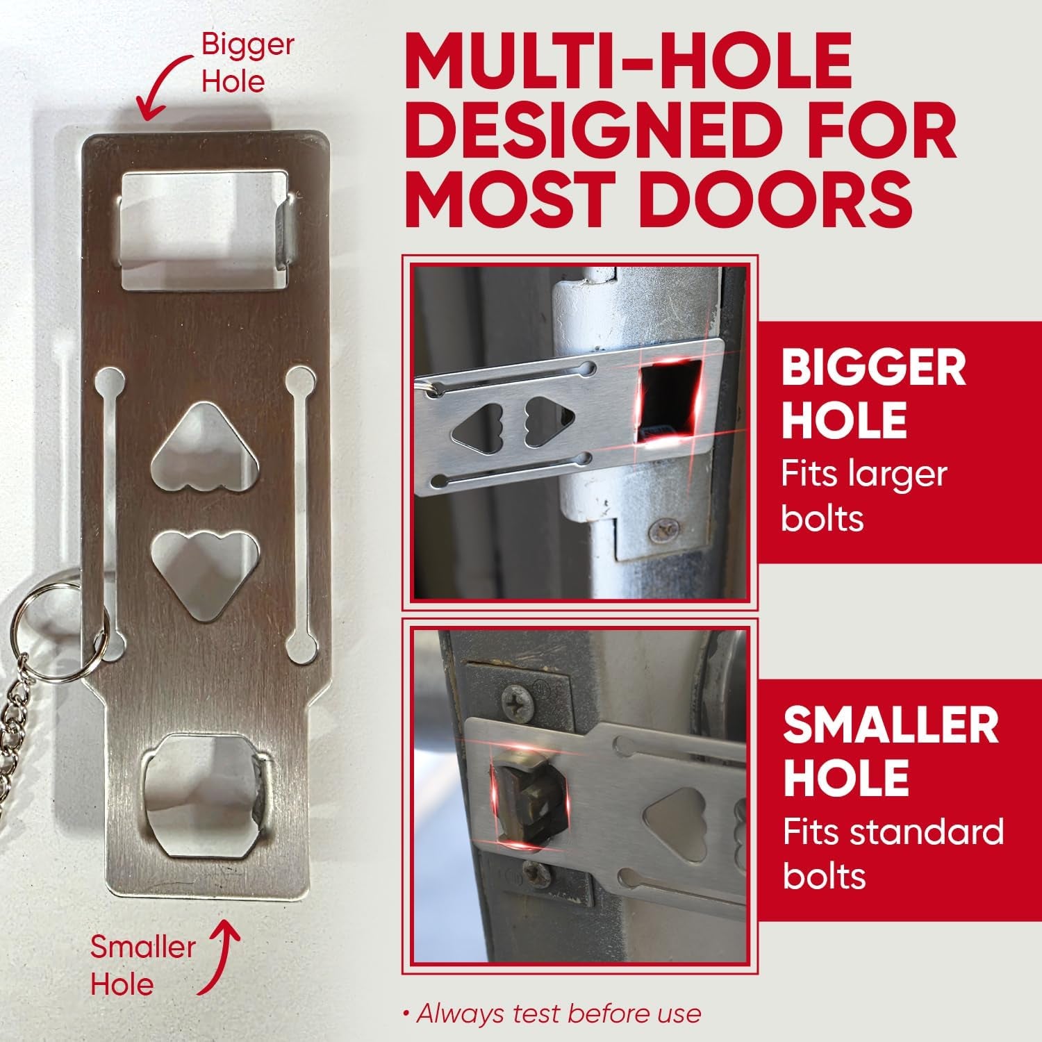 Portable Door Lock Extra Security Essential Safety & Privacy Travel Lockdown, Prevent Entry Stopper, Protect Family While Traveling Home Bedroom Hotel Apartment College (2 Pack (Red and Black))